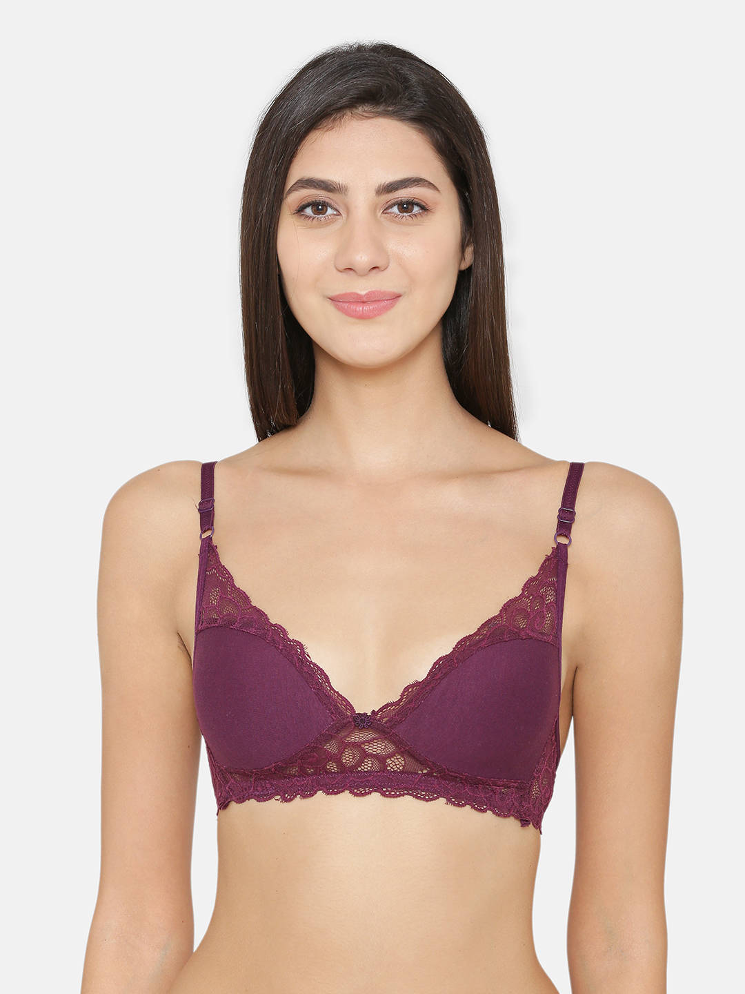 Abelino Purple Non-Wired Non Padded half coverage Lace Bra - Purple (36B) · 36B