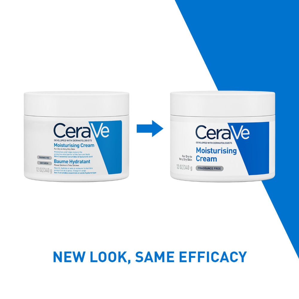 CeraVe Moisturizer For Dry Skin, Barrier Repair Cream with Ceramides, Dermatologist recommended (340 g)