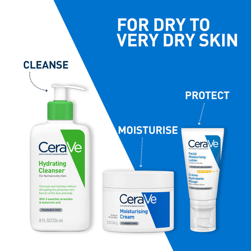 CeraVe Moisturizer For Dry Skin, Barrier Repair Cream with Ceramides, Dermatologist recommended (340 g)