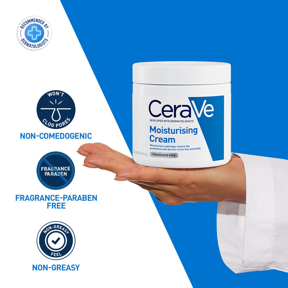 CeraVe Moisturizer For Dry Skin, Barrier Repair Cream with Ceramides, Dermatologist recommended (454 g)