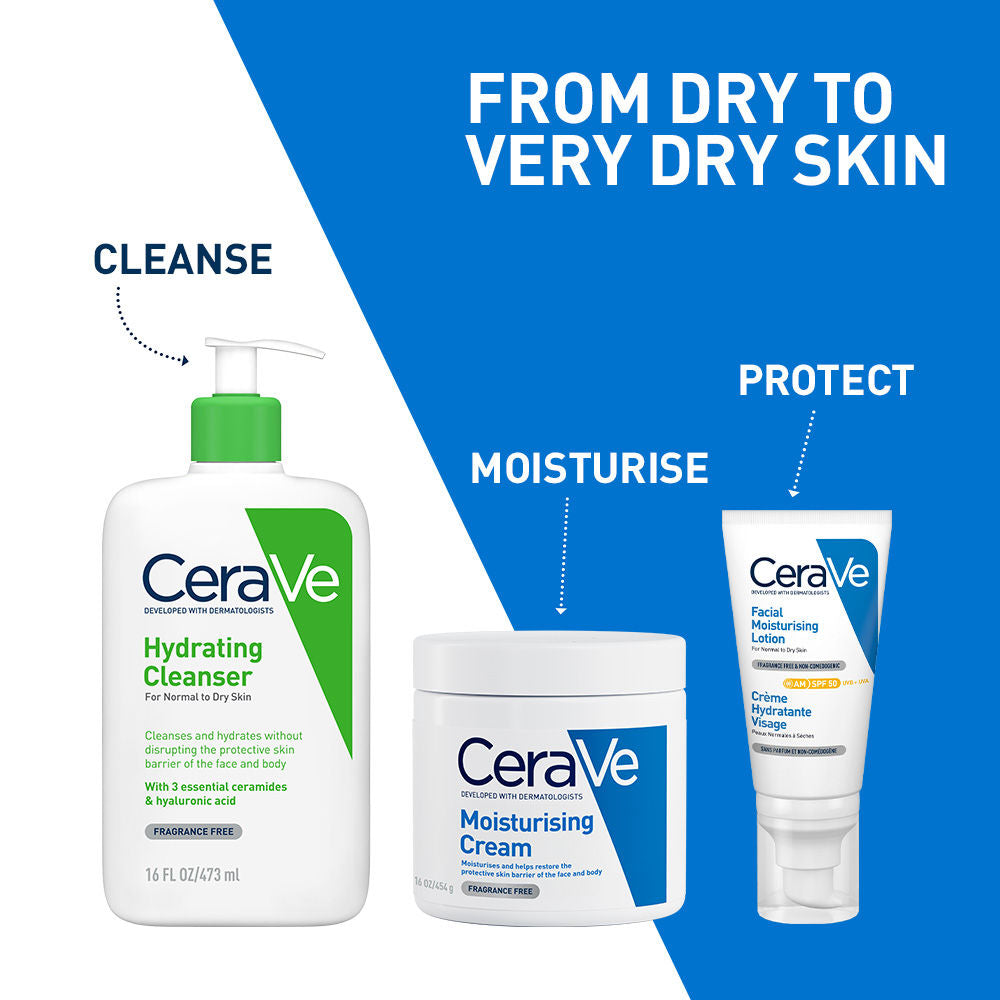 CeraVe Moisturizer For Dry Skin, Barrier Repair Cream with Ceramides, Dermatologist recommended (454 g)