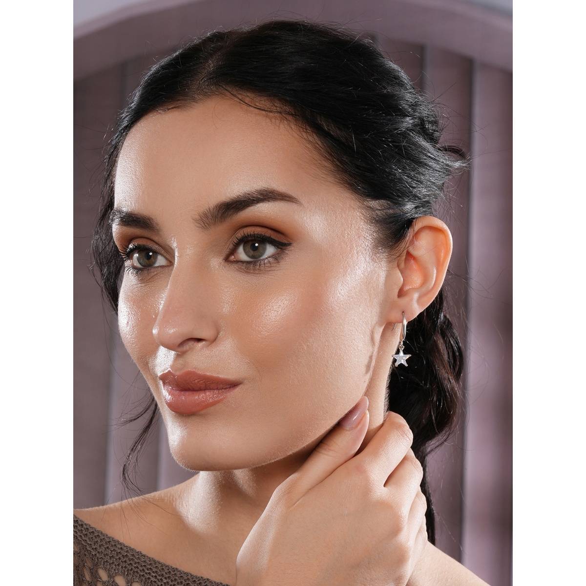 Aatmana Rhodium-Plated Star Drop Earrings