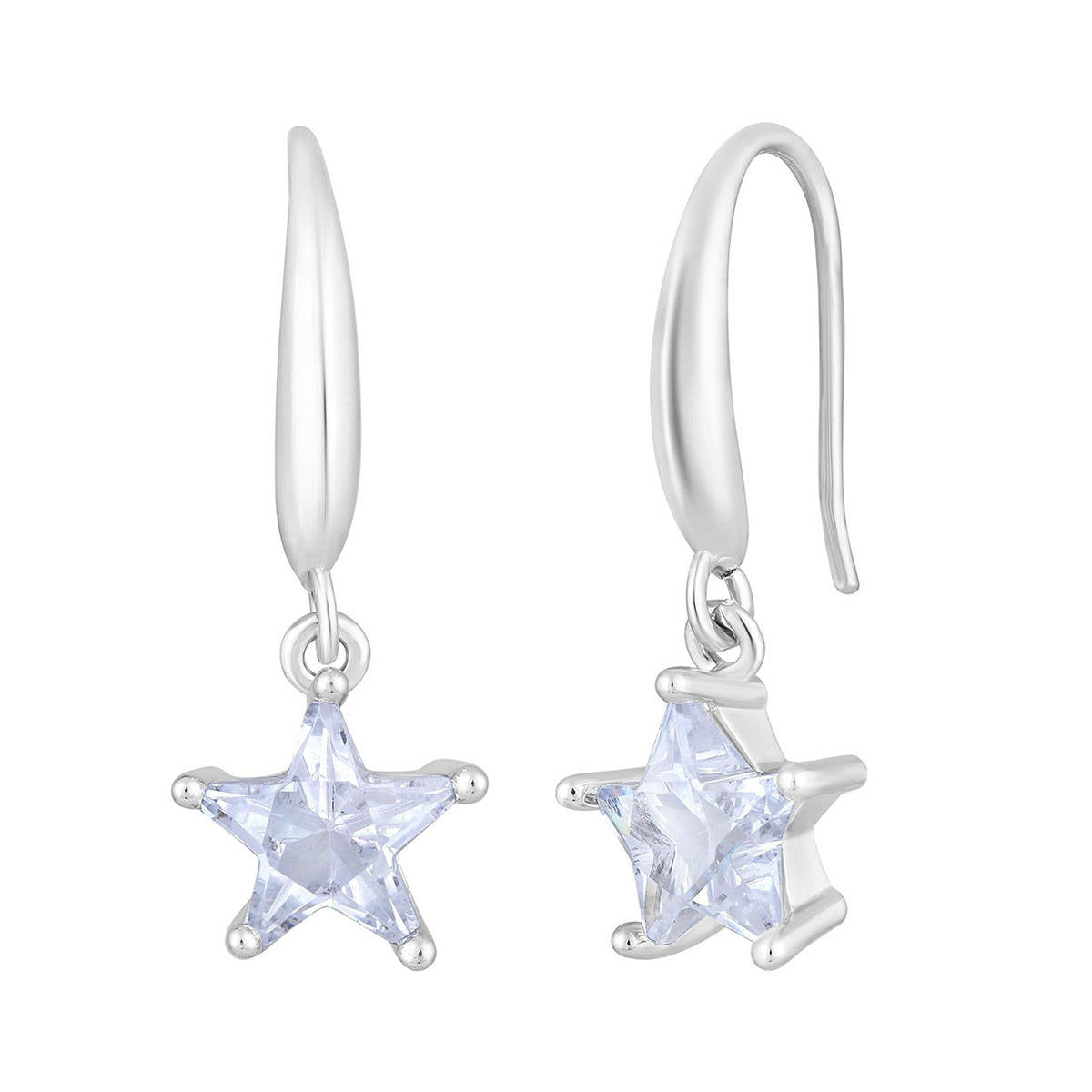 Aatmana Rhodium-Plated Star Drop Earrings