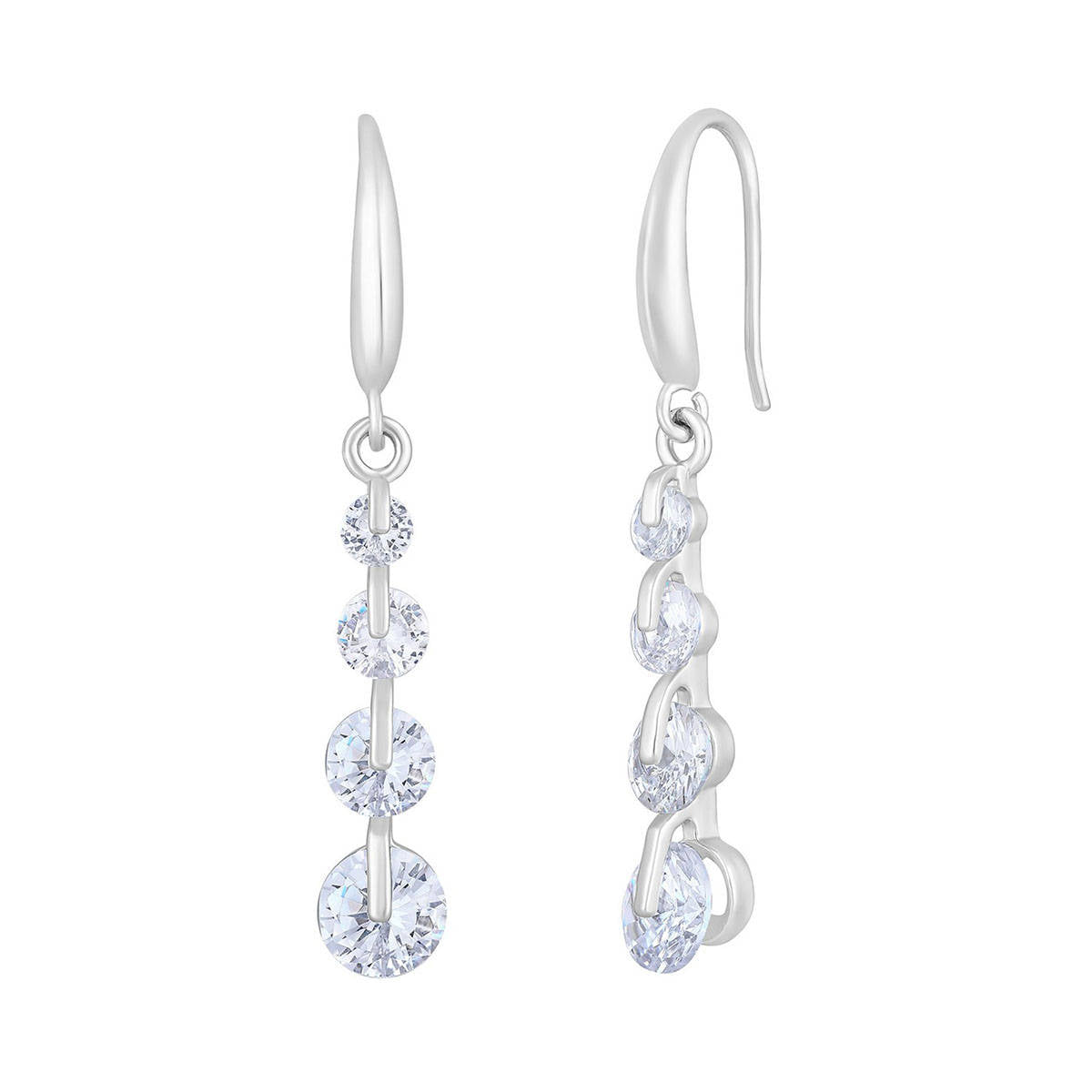 Aatmana Rhodium-Plated Contemporary Drop Earrings