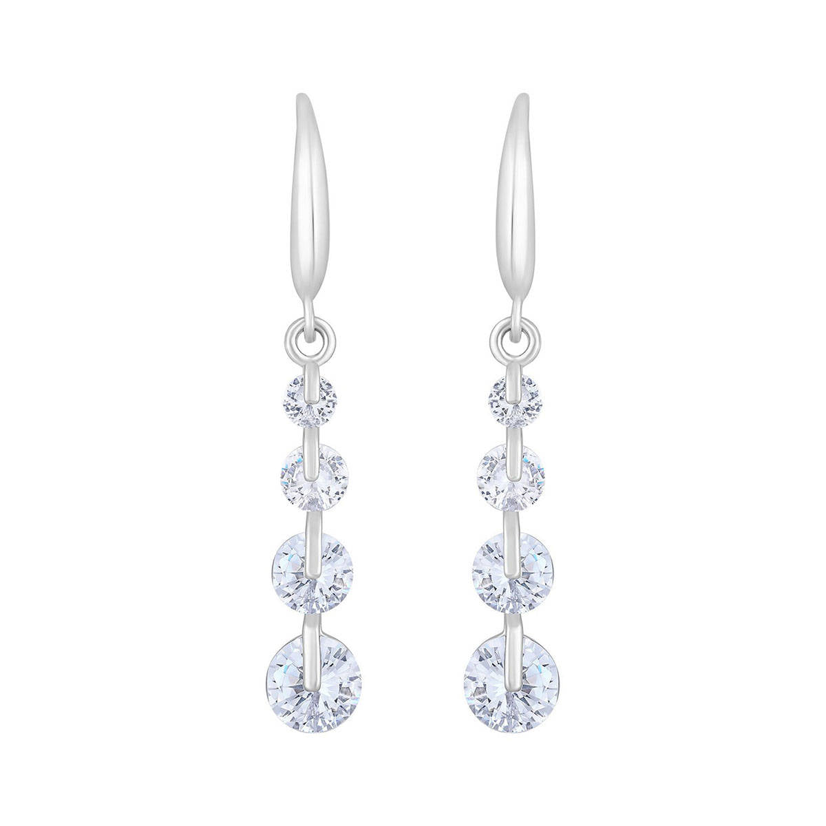 Aatmana Rhodium-Plated Contemporary Drop Earrings