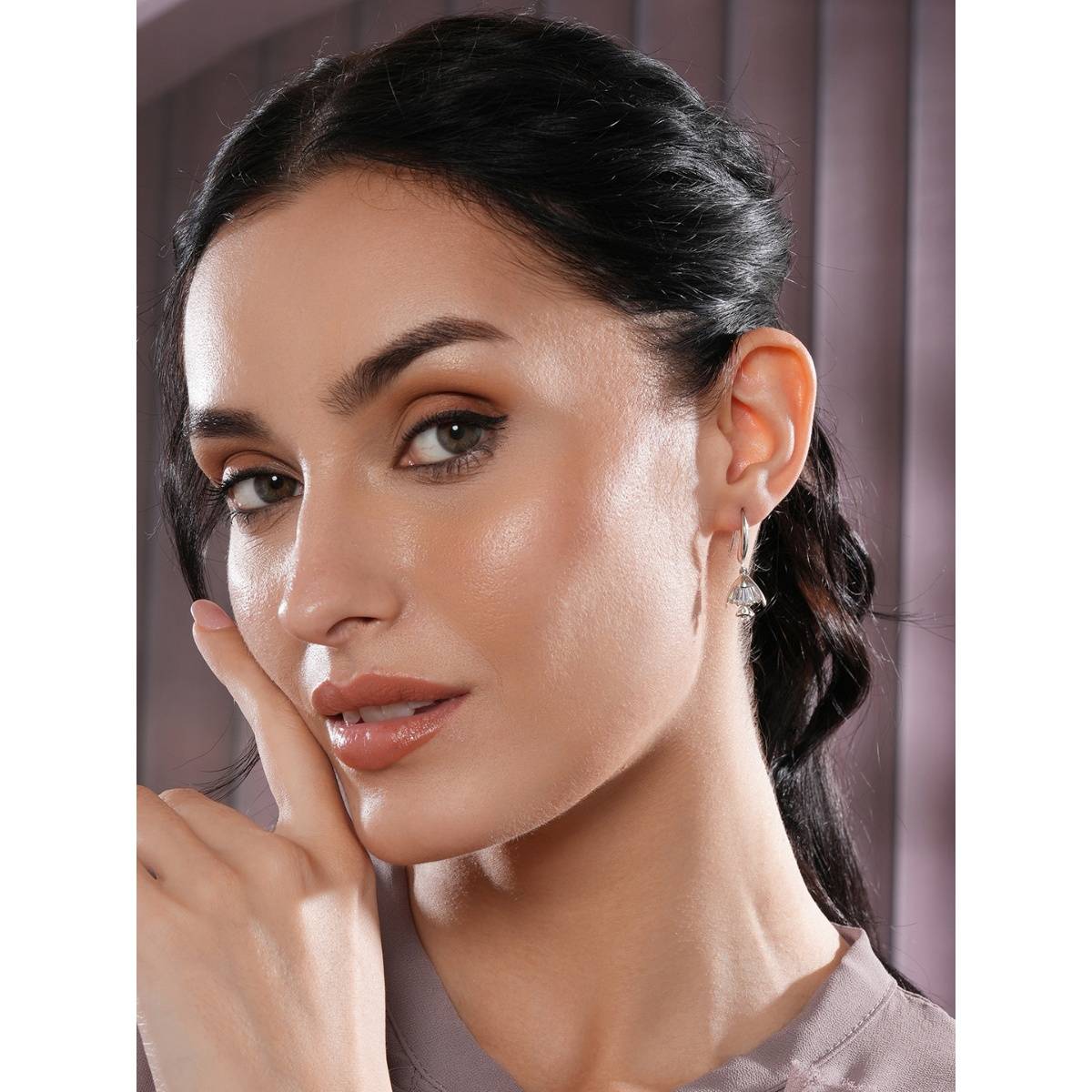 Aatmana Rhodium Plated Crystal Fish Shaped Drop Earrings · One Size