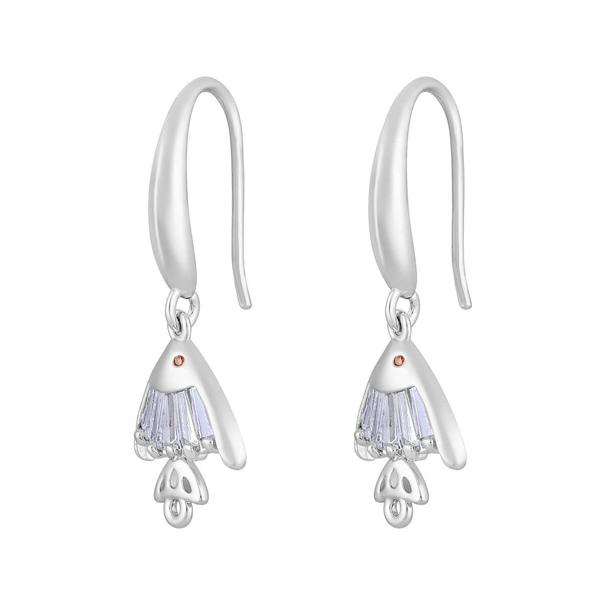 Aatmana Rhodium Plated Crystal Fish Shaped Drop Earrings