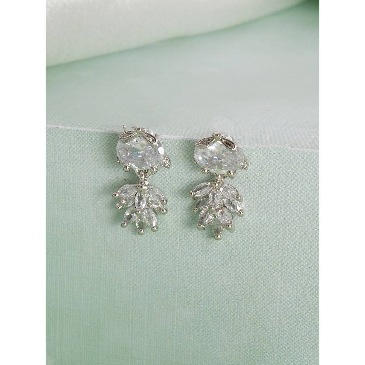 Aatmana Rhodium Plated White Floral Drop Earrings · One Size