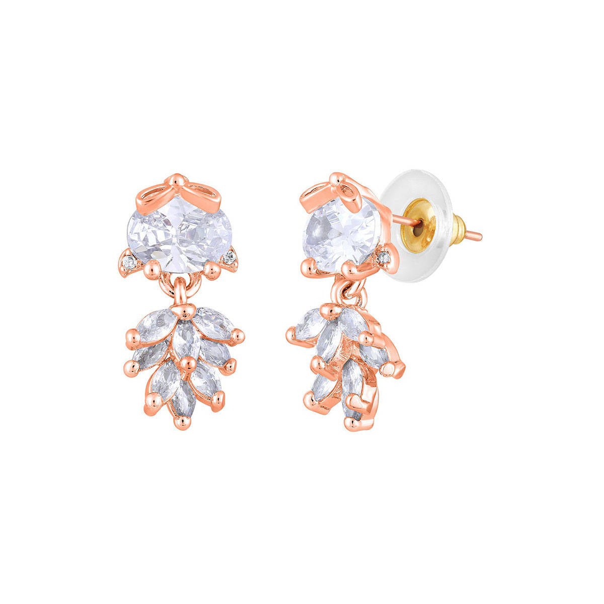 Aatmana Rose Gold Plated White Floral Drop Earrings