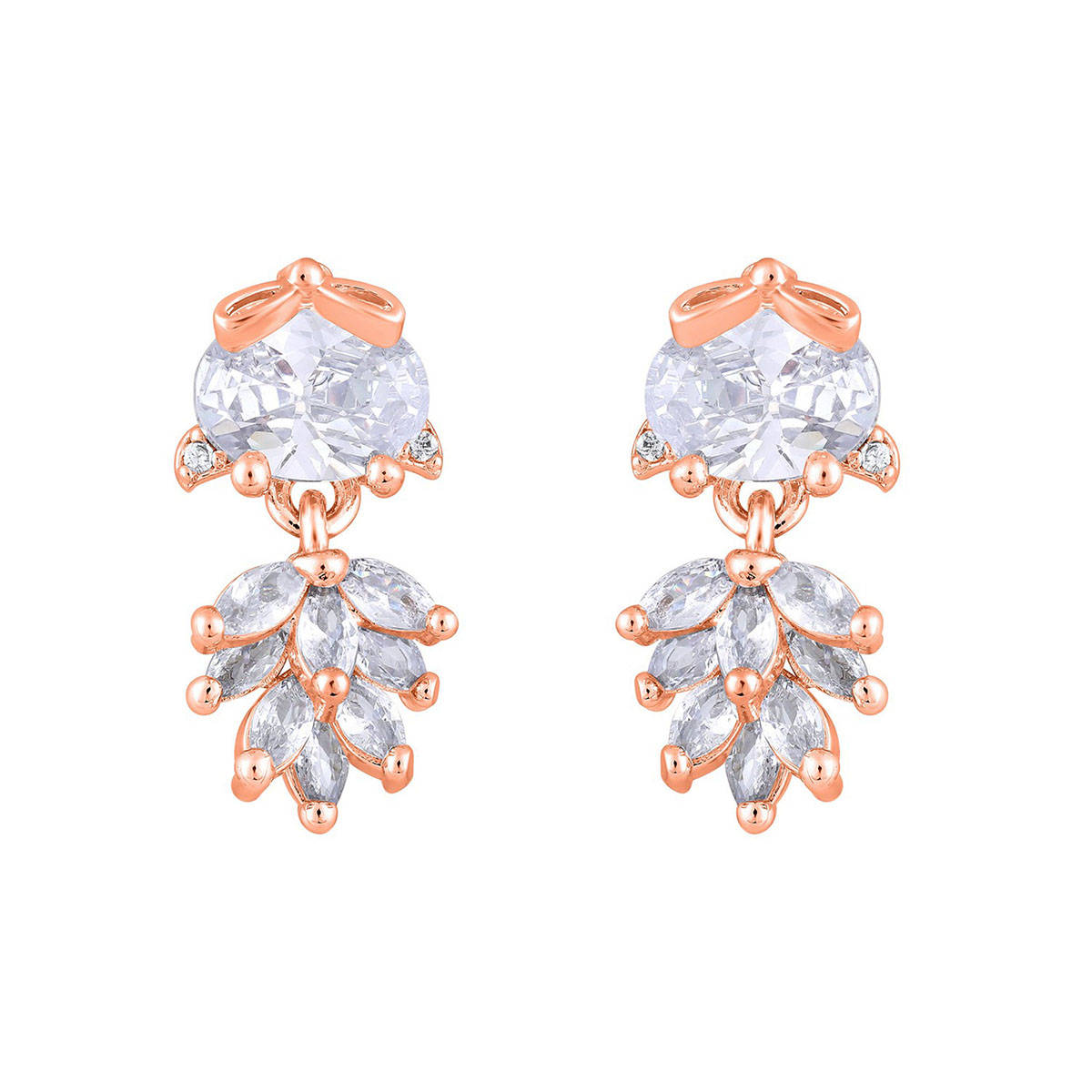 Aatmana Rose Gold Plated White Floral Drop Earrings
