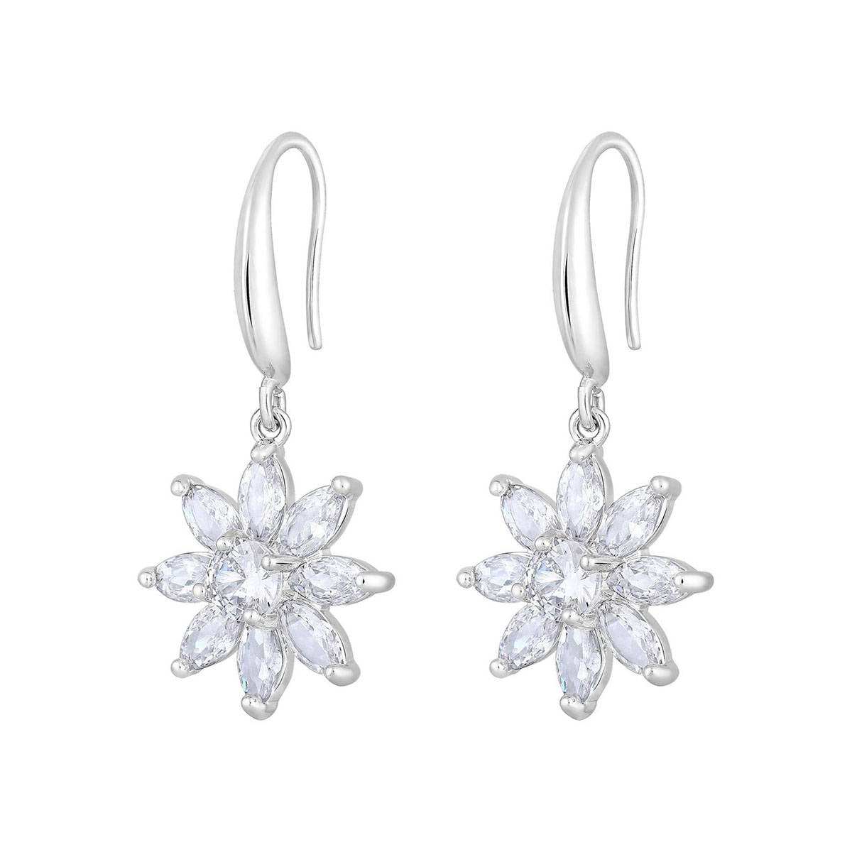Aatmana Rhodium-Plated and Ad Floral Studs Earrings