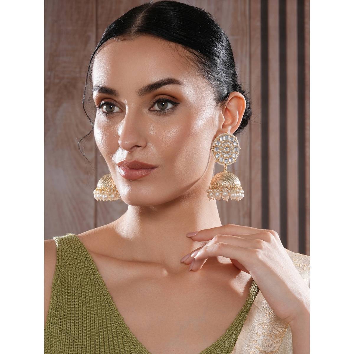 Aatmana Gold Plated Dome Shaped Jhumkhas