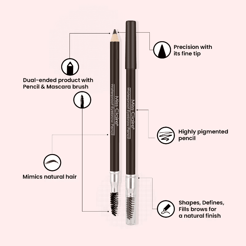 Miss Claire - Waterproof Eyebrow Pencil With Mascara Brush (1.4g)