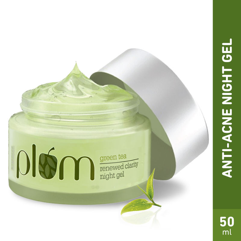 Plum Green Tea Night Gel Cream With Glycolic Acid, Fights Acne For Clear,Oil-Free,YouthfulSkin (50ml)