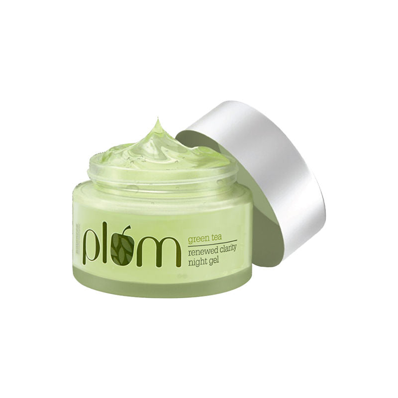 Plum Green Tea Night Gel Cream With Glycolic Acid, Fights Acne For Clear,Oil-Free,YouthfulSkin (50ml)