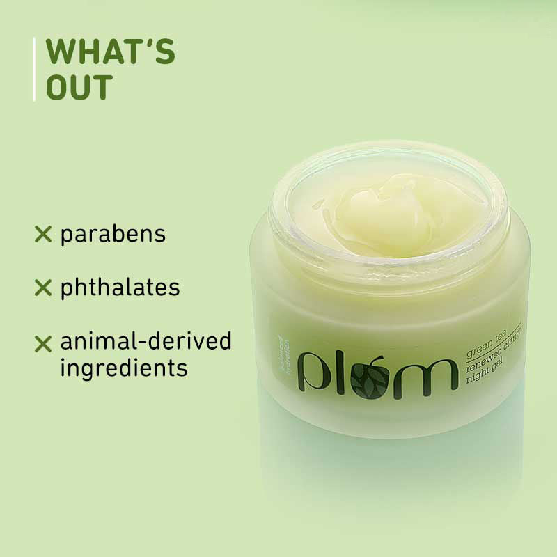 Plum Green Tea Night Gel Cream With Glycolic Acid, Fights Acne For Clear,Oil-Free,YouthfulSkin (50ml)