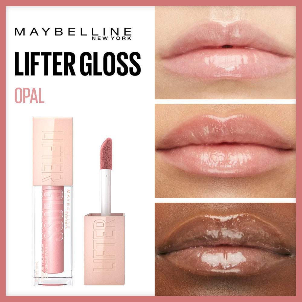 Maybelline New York Lifter Gloss - Opal, Tinted Lip Gloss With Hyaluronic Acid & Long-lasting