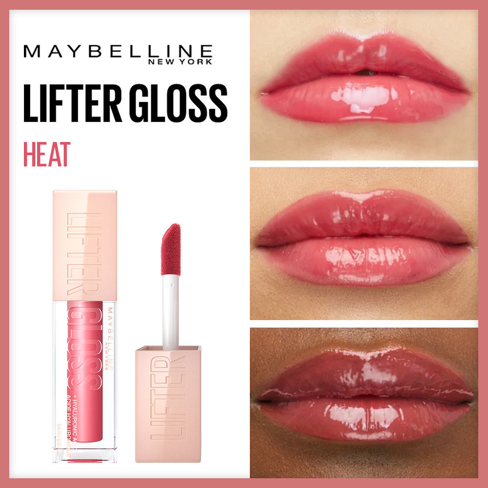 Maybelline New York Lifter Gloss - Heat, Tinted Lip Gloss With Hyaluronic Acid & Long-lasting
