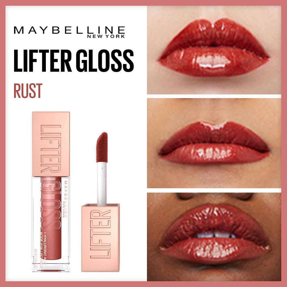 Maybelline New York Lifter Gloss - Rust, Tinted Lip Gloss With Hyaluronic Acid & Long-lasting