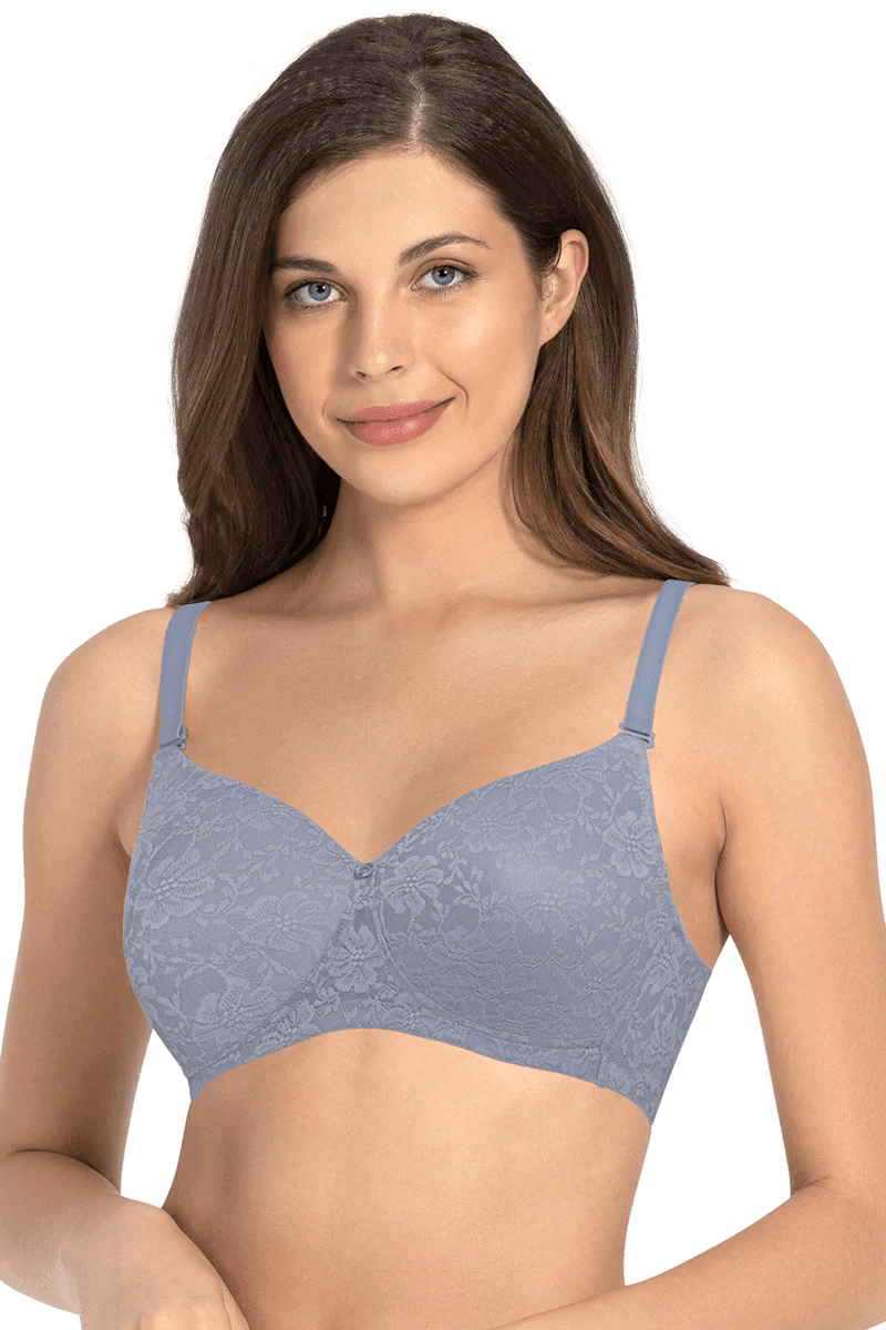 AMANTE - Floral Romance Padded Non - wired Lace Bra (COLOR - TEMPEST - 01N) - BRA10306 - BEAUTY BRATS