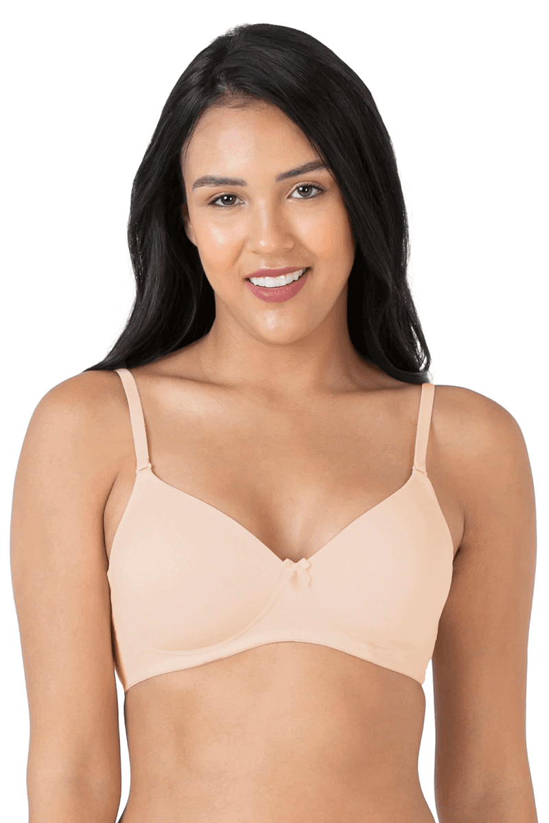 AMANTE - Smooth Charm Padded Non - Wired T-Shirt Bra (BRA10606 - Color - Almond) - 01N - BEAUTY BRATS