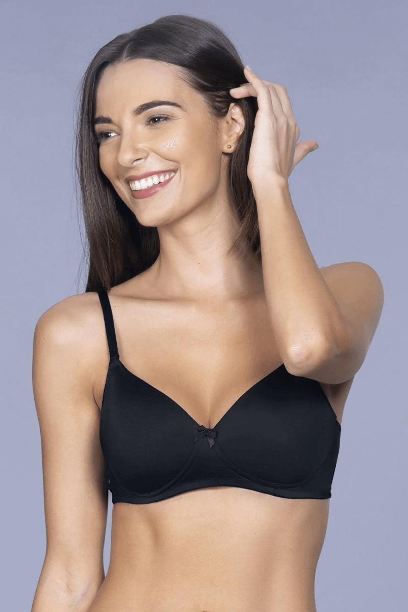 AMANTE - Smooth Charm Padded Non - Wired T-Shirt Bra (BRA10606 - Color - Black) - 01N - BEAUTY BRATS