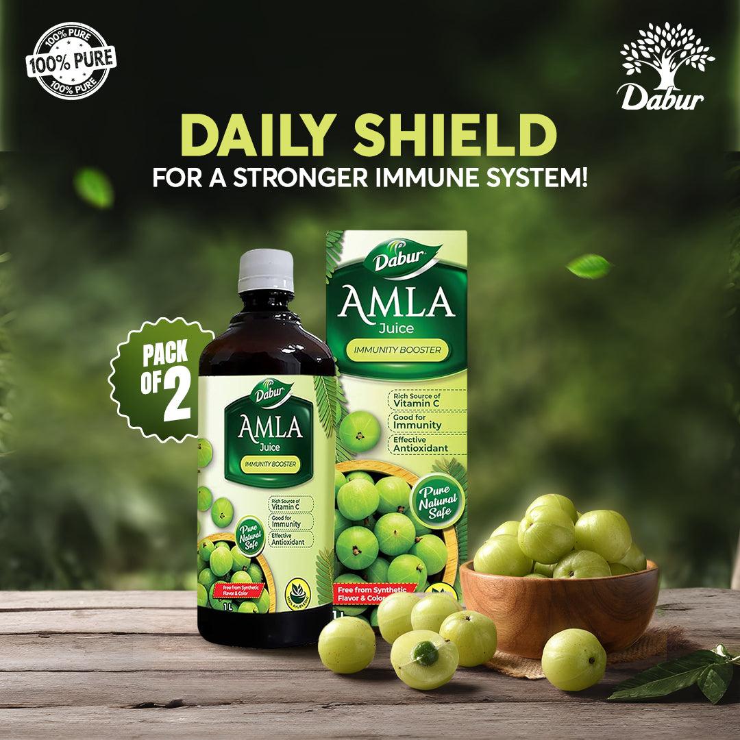 Dabur Amla Juice - Rich source of Vitamin C, Helps in skin and hair health Pack of 2 (1L)
