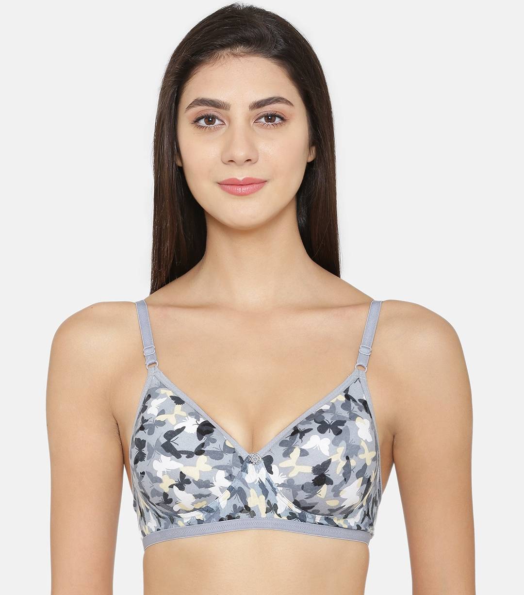 Abelino Grey Printed Lightly Padded Push-Up Bra (32B) · 32B