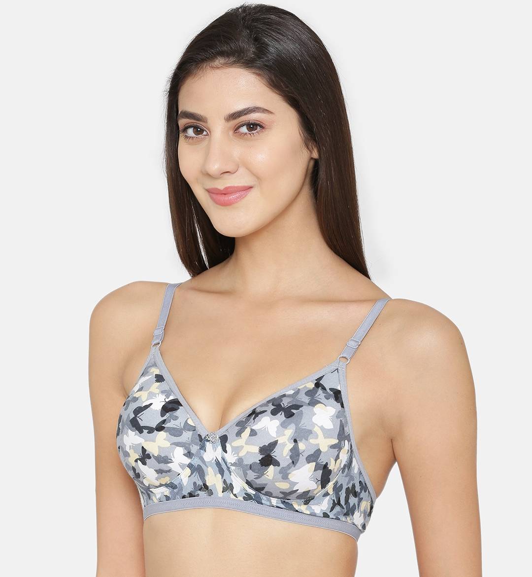 Abelino Grey Printed Lightly Padded Push-Up Bra (32B) · 32B