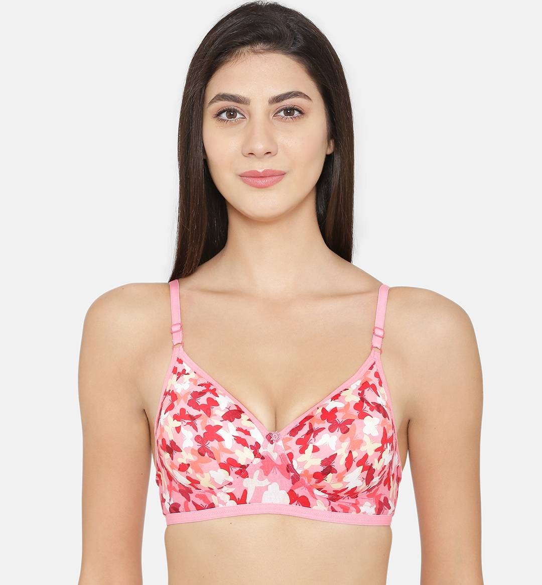 Abelino Pink Printed Lightly Padded Push-Up Bra (32B) · 32B