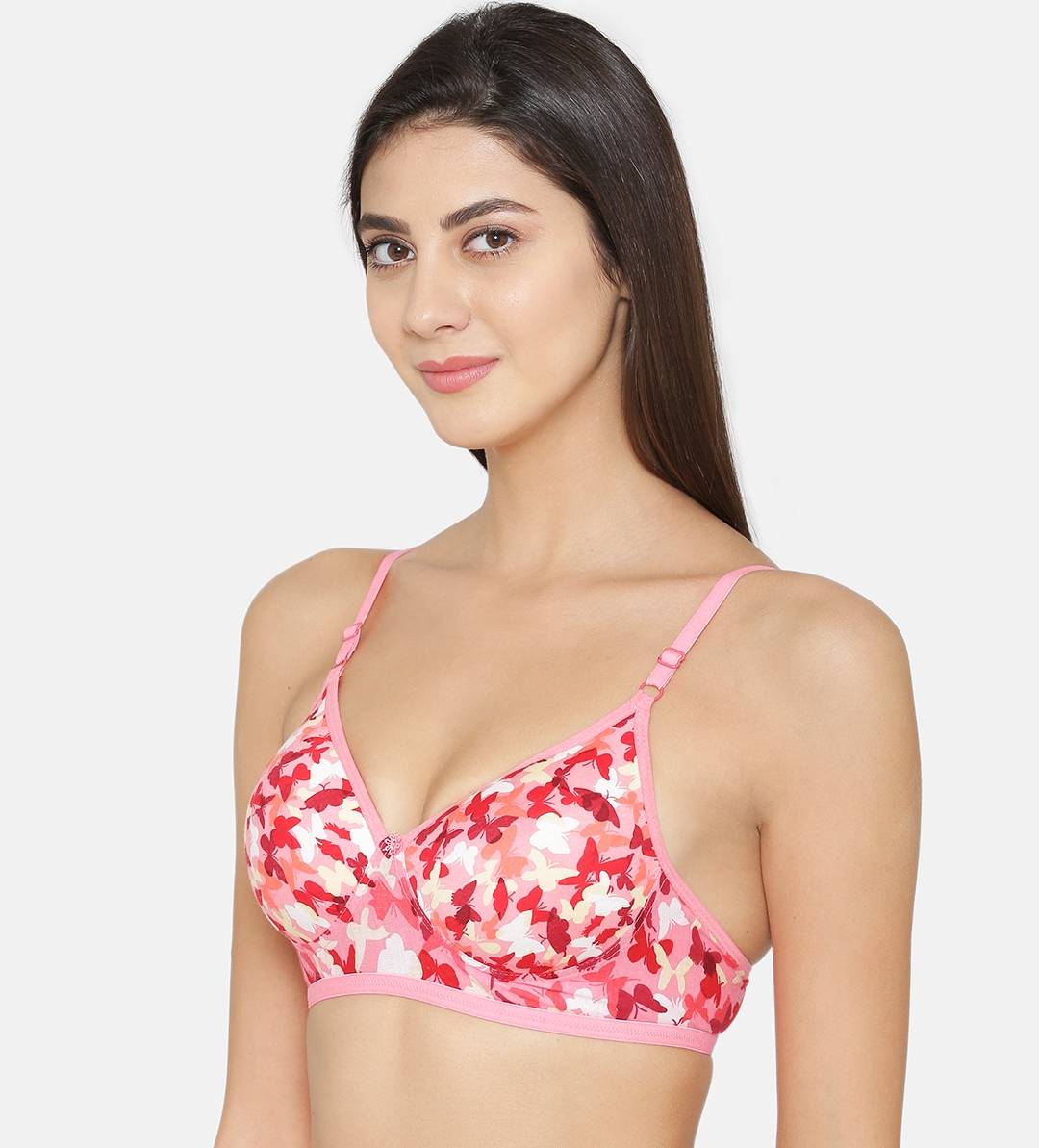 Abelino Pink Printed Lightly Padded Push-Up Bra (32B) · 32B