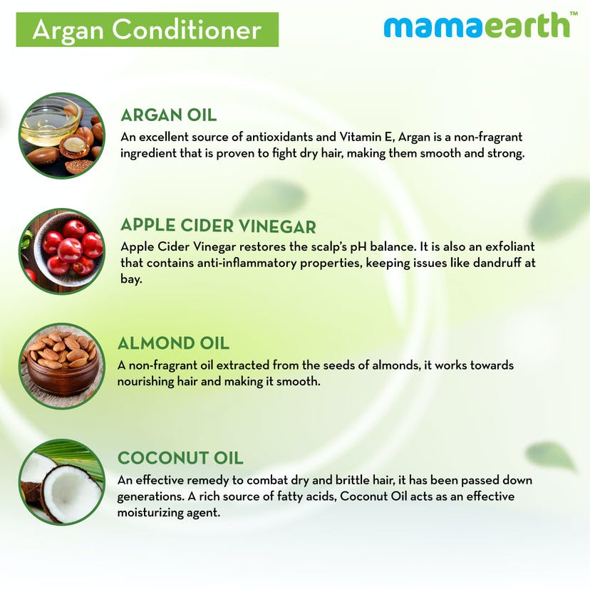 Mamaearth Argan Conditioner with Argan & Apple Cider Vinegar for Frizz-Free and Stronger Hair (250mL)