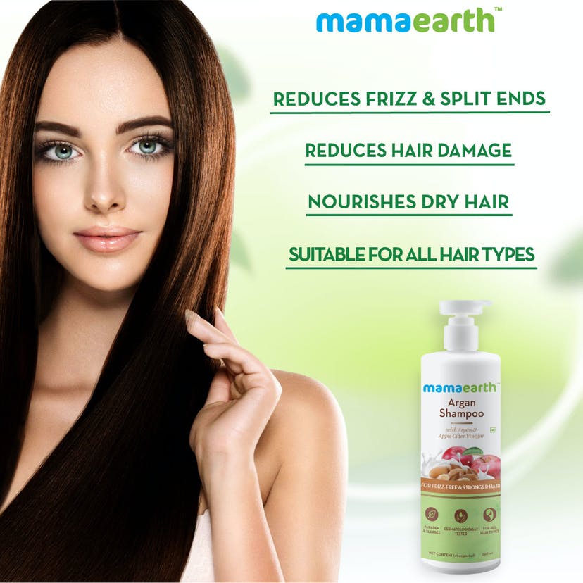 Mamaearth Argan Shampoo with Argan & Apple Cider Vinegar for Frizz-free & Stronger Hair (250mL)