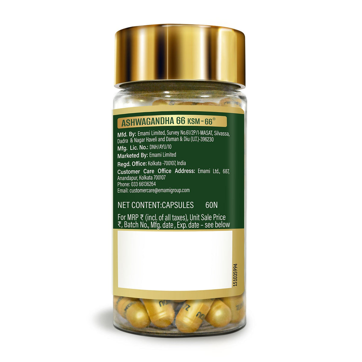 Zandu-O Best Stress & Cortisol Control, Better Sleep with Ashwagandha KSM-66 60 N Caps