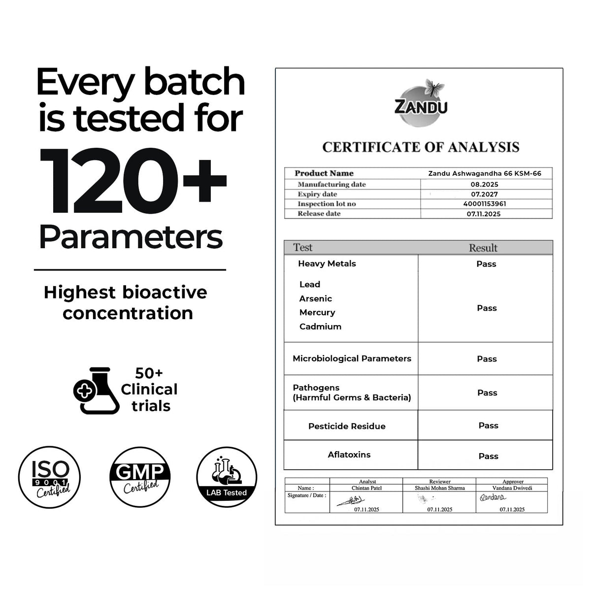 Zandu-O Best Stress & Cortisol Control, Better Sleep with Ashwagandha KSM-66 60 N Caps