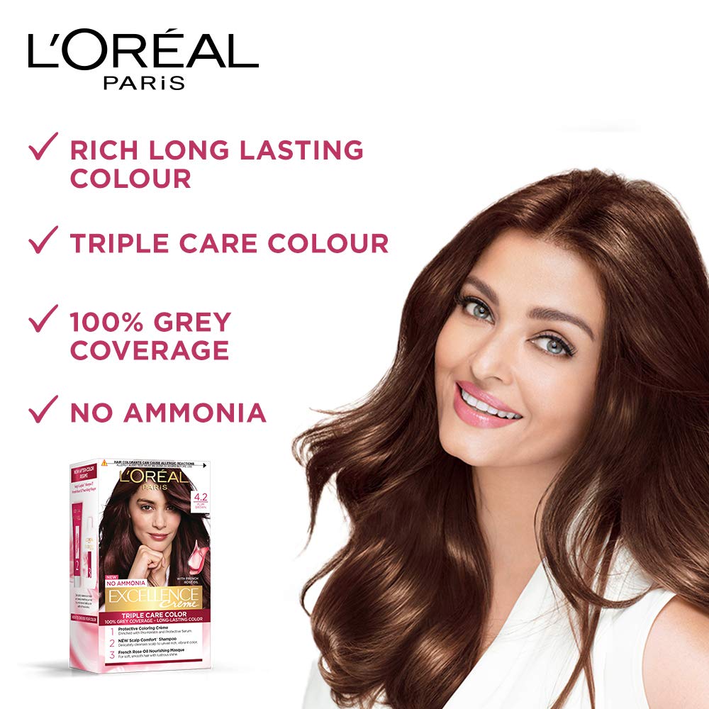 LOREAL PARIS CASTING HAIR COLOR Loreal Paris Excellence Creme Triple Care Color 4.2 Plum Brown 100G+32ml