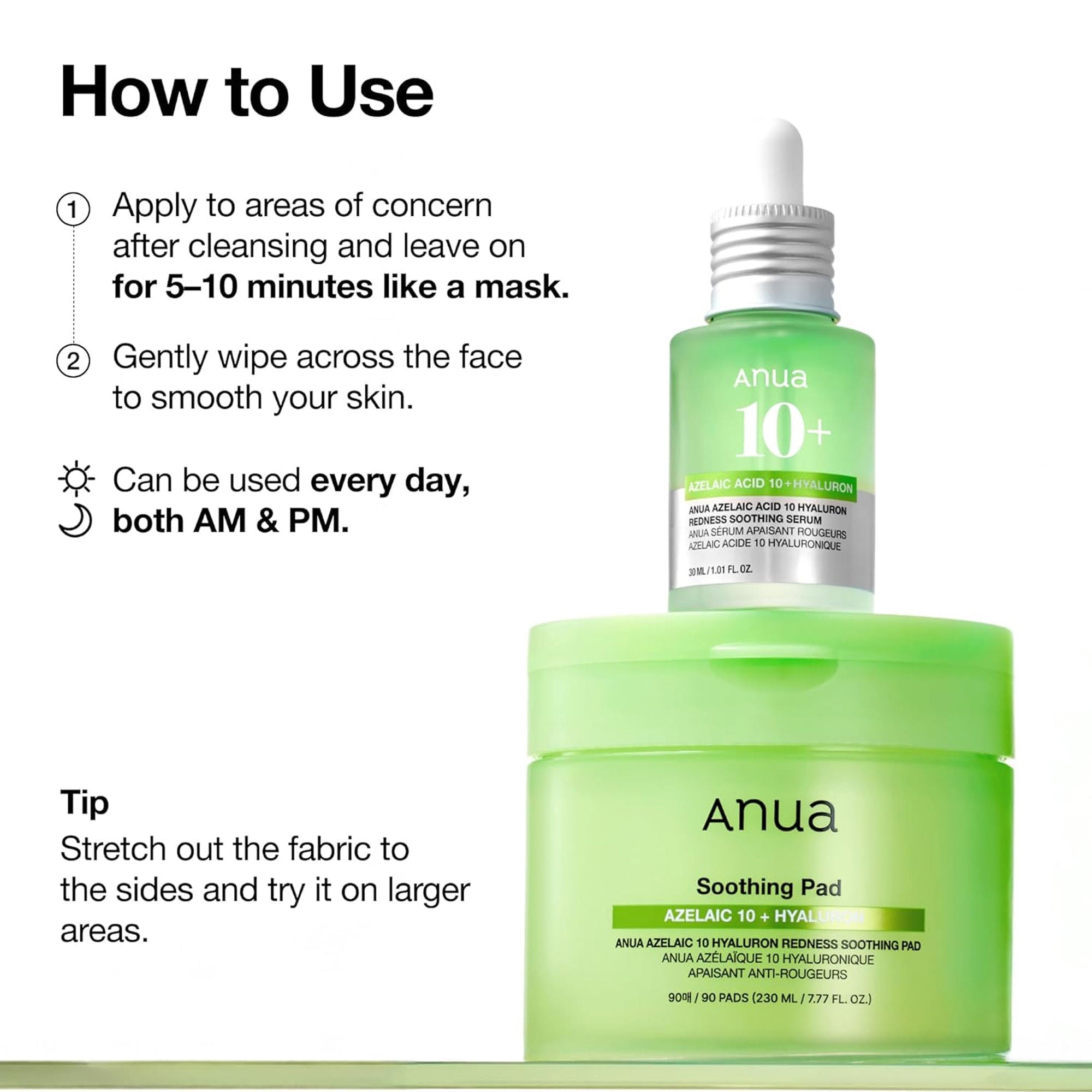 Anua Azelaic 10 + Hyaluron Redness Soothing Pad (230ml)