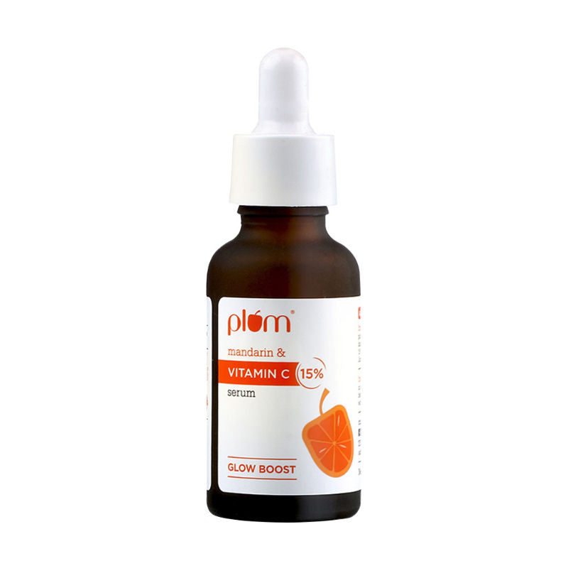 Plum Mandarin & 15% Vitamin C Glow Face Serum Dermat Tested To Fight Dark Spots & Dull Skin (30ml)