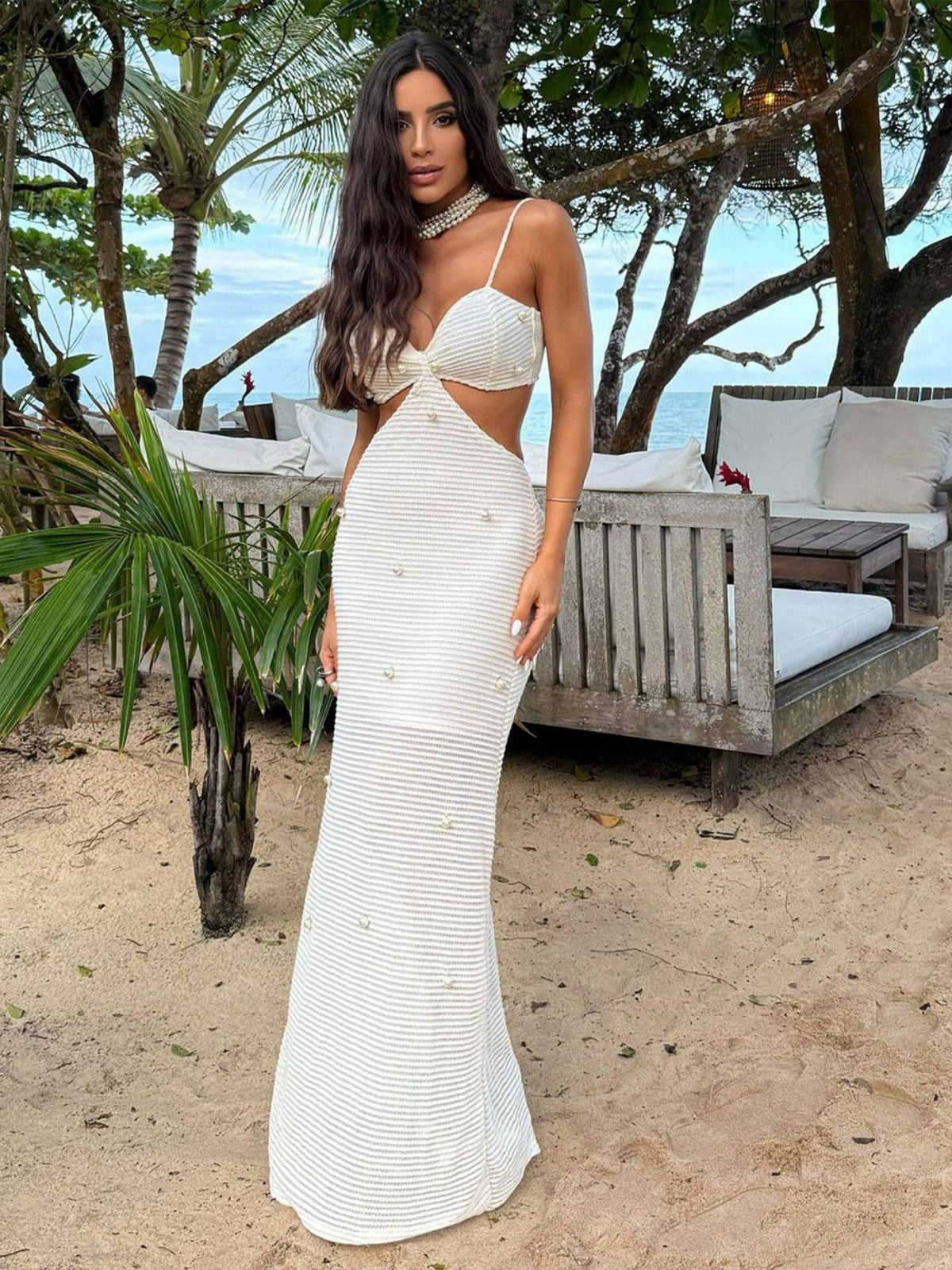 Addery Ivory White Cut-Out Maxi Dress (S) · S