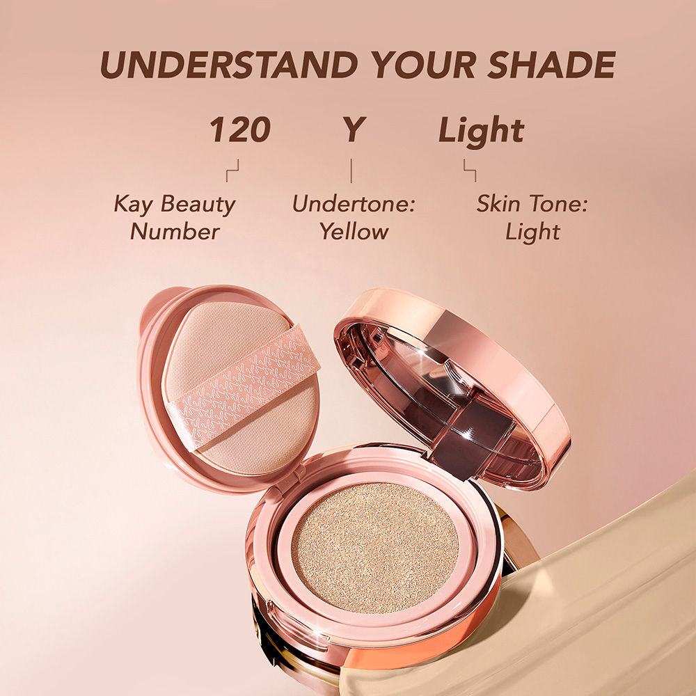 Kay Beauty Full Coverage Cloud Cushion Foundation with in-vivo tested SPF 40 PA ++ - 120Y Light (14g)