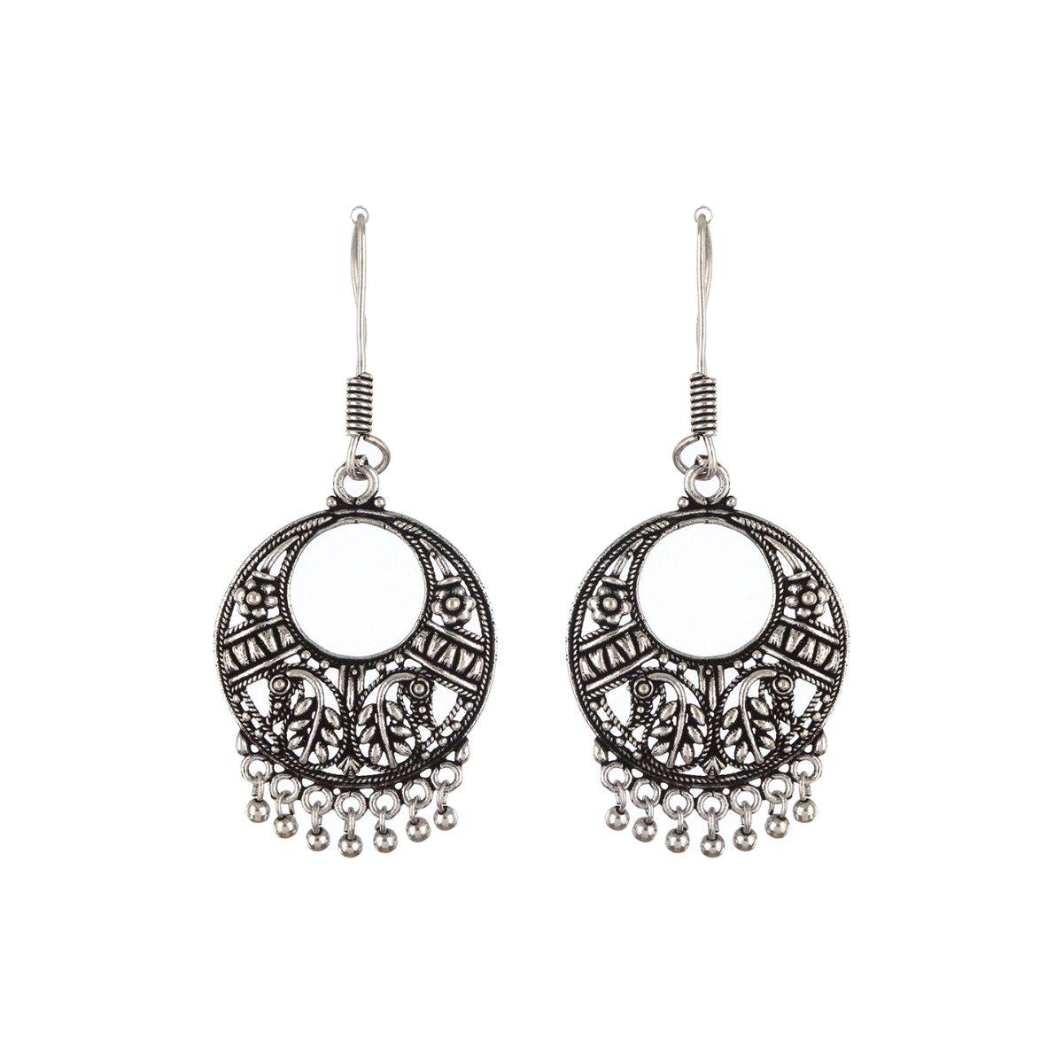 Aatmana Set Of 2 Silver Plated Brid Shaped Hoop & Chandbali Earrings