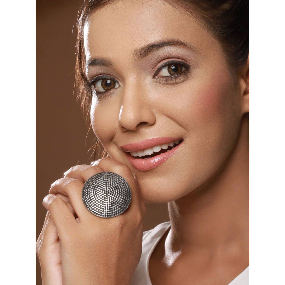 Aatmana Silver Toned Oxidized Round Finger Ring · One Size