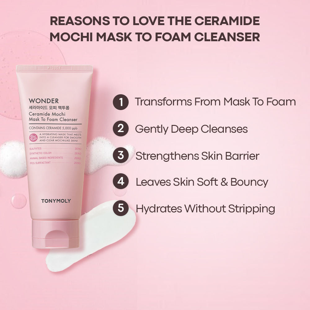 TONYMOLY Korean Wonder Ceramide Mochi Mask To Foam Cleanser (120ml)
