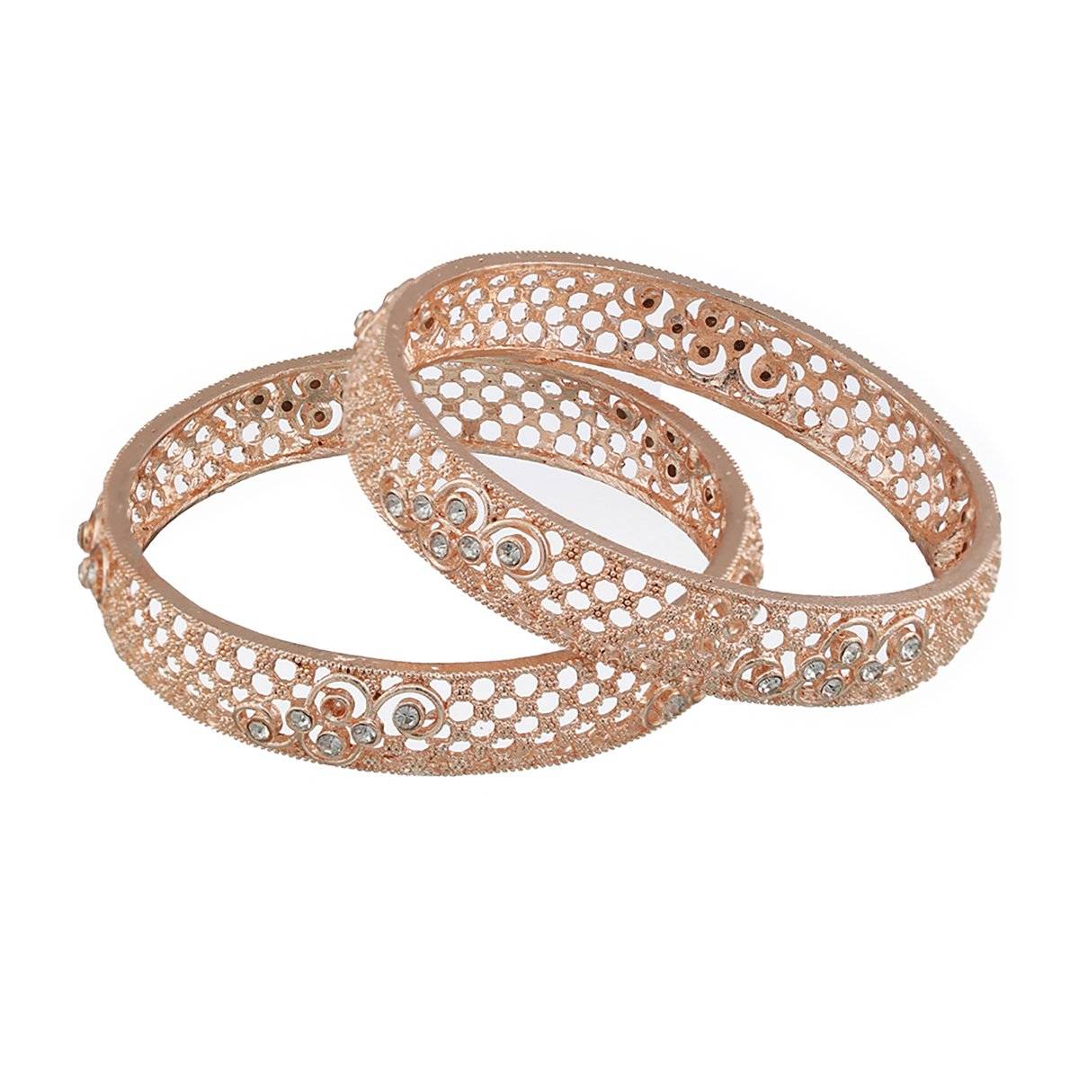 Aatmana Rose Gold-Plated Cubic Zirconia Studded Bangle (2-4)