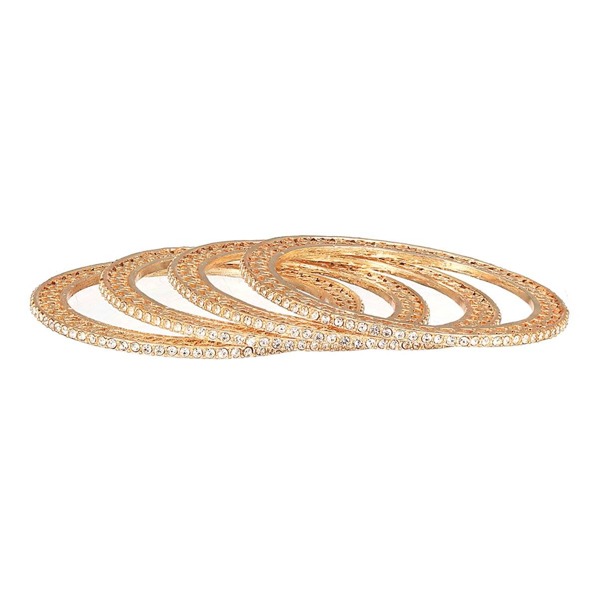 Aatmana 22K Gold-Plated Zircon Studded Handcrafted Bangles (Set of 4)