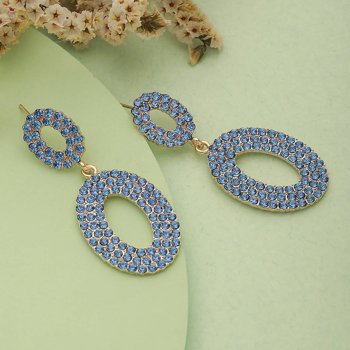 Aatmana Blue & Gold-Plated Geometric Drop Earrings