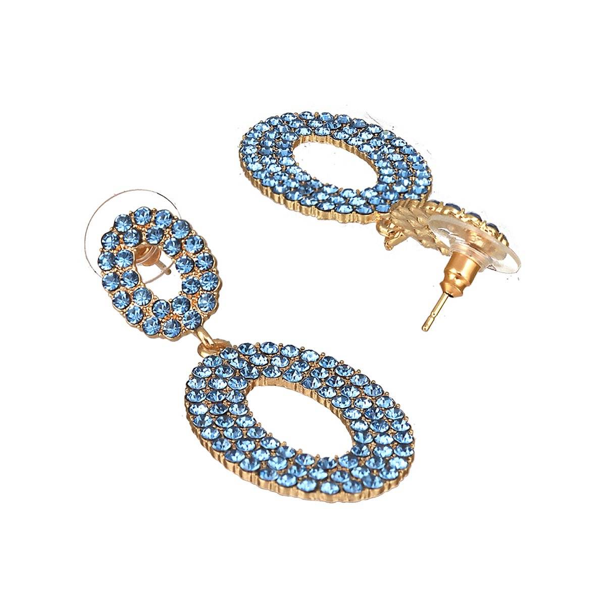 Aatmana Blue & Gold-Plated Geometric Drop Earrings