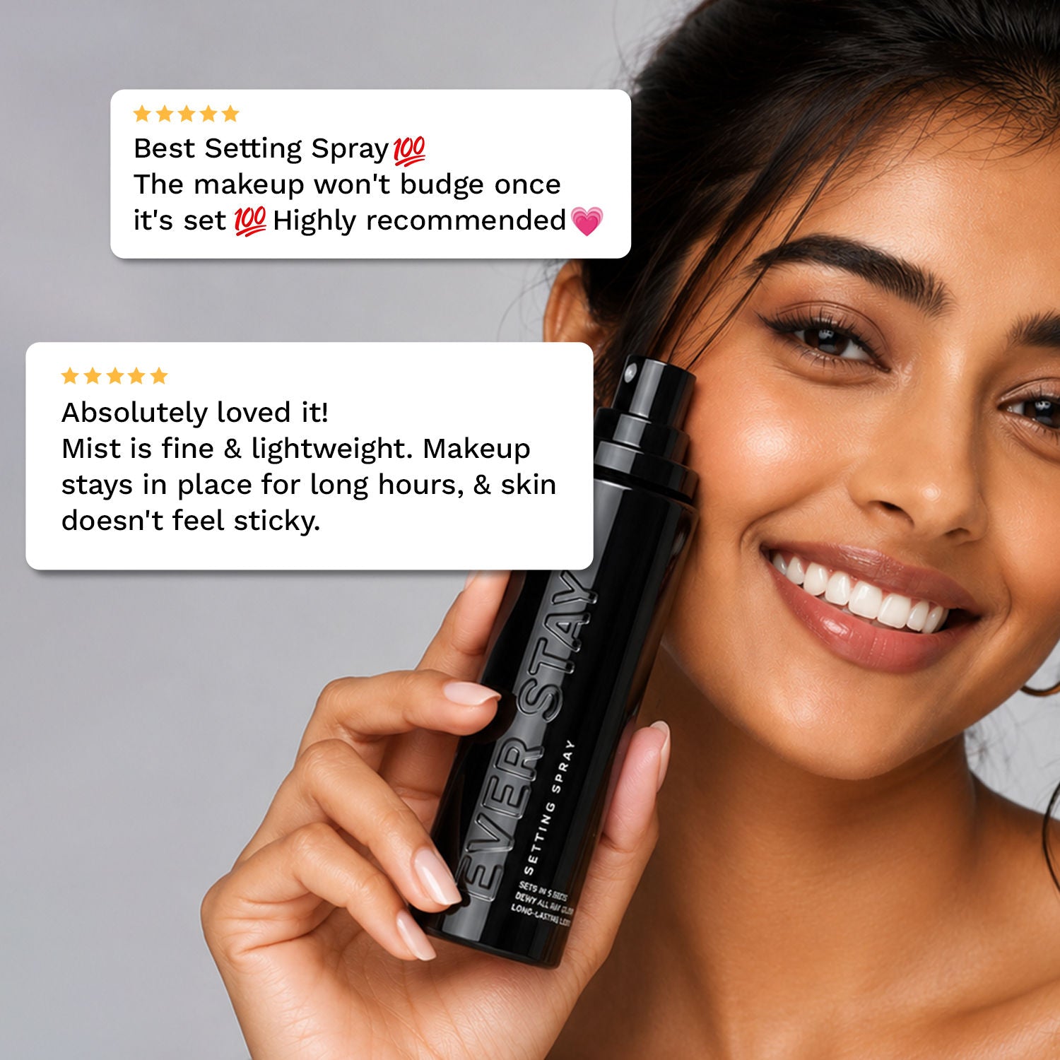 PAC Ever Stay Setting Spray - Dual Film forming Fine Mist, No Gas Makeup Fixer, Long Makeup Hold (100ml)