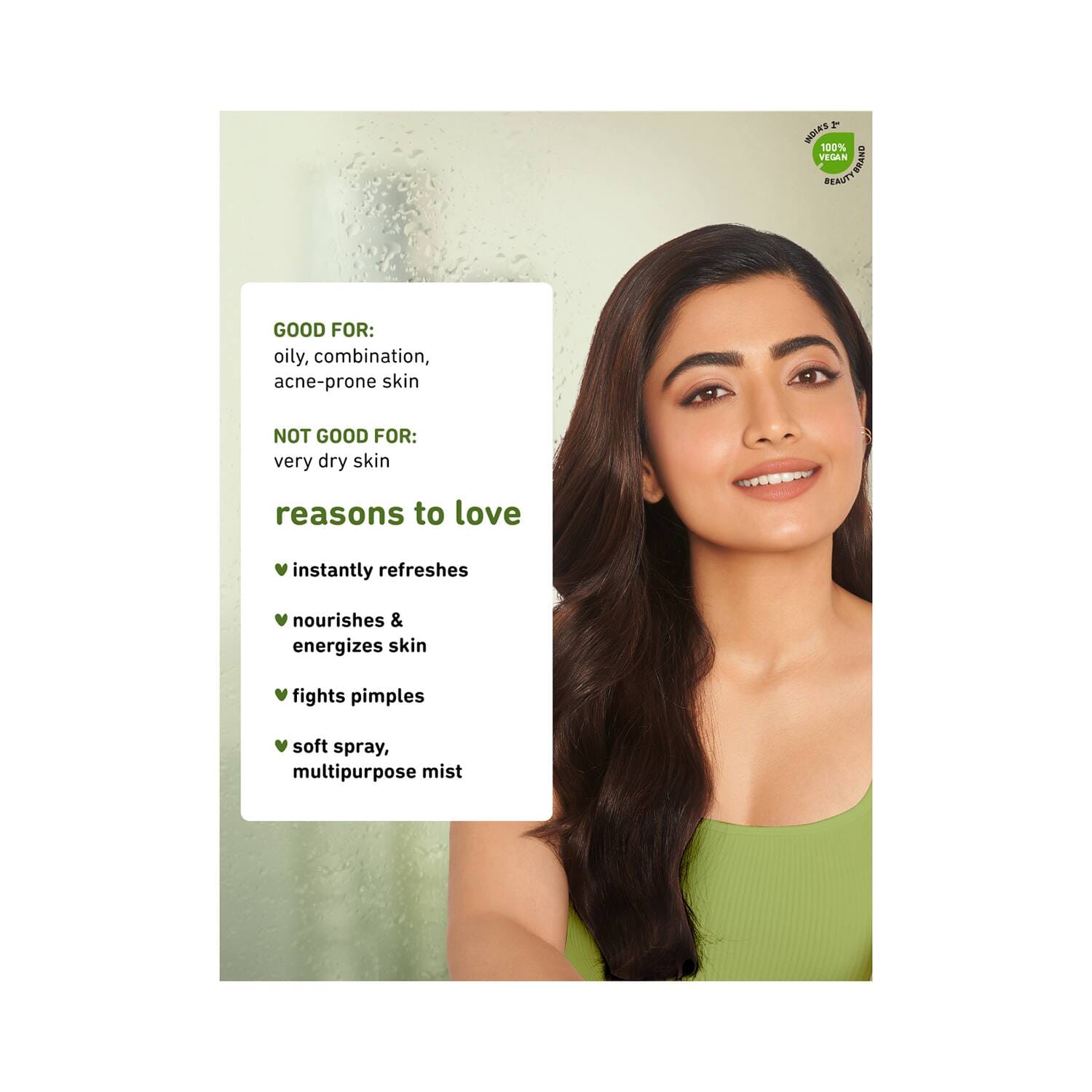 Plum - Green Tea Revitalizing Face Mist, Glycolic Acid & Aloe Vera - Hydrates & Refreshes (100ml)
