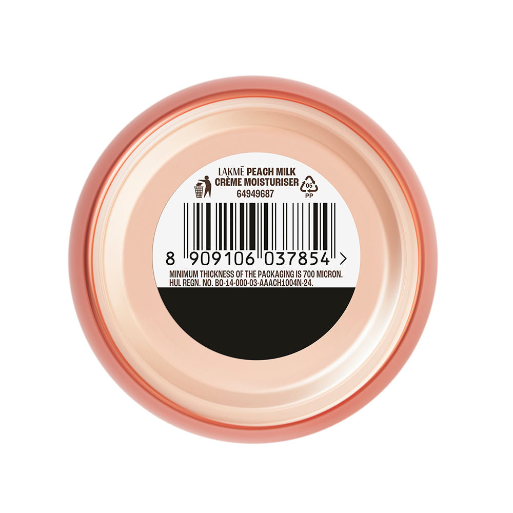 Lakmé Peach Creme Moisturiser, Ceramide & Peptide, Skin Barrier Repair & Hydrated Glow 50 g